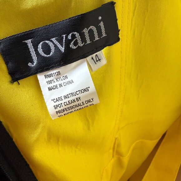 Jovani Ball Gown Yellow Multi-colored A-Line Prom Formal Pageant Sz 14 - Picture 11 of 12